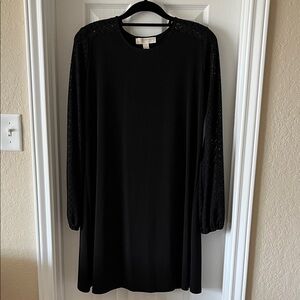 Michael Kors Black Long Sleeve Dress with Lace Detail
